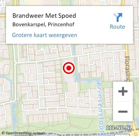 Locatie op kaart van de 112 melding: Brandweer Met Spoed Naar Bovenkarspel, Princenhof op 4 juli 2017 16:49