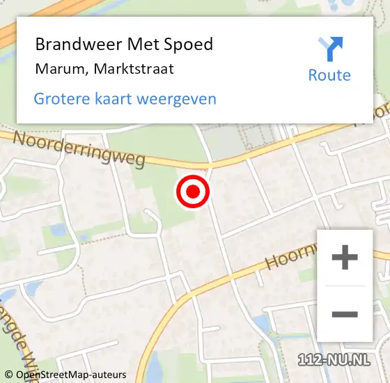 Locatie op kaart van de 112 melding: Brandweer Met Spoed Naar Marum, Marktstraat op 4 juli 2017 16:53