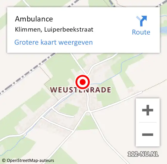 Locatie op kaart van de 112 melding: Ambulance Klimmen, Luiperbeekstraat op 25 januari 2014 23:22