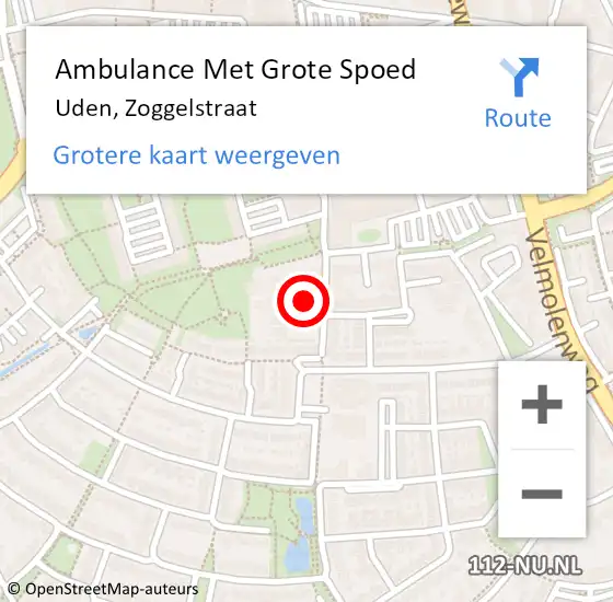 Locatie op kaart van de 112 melding: Ambulance Met Grote Spoed Naar Uden, Zoggelstraat op 25 januari 2014 23:24