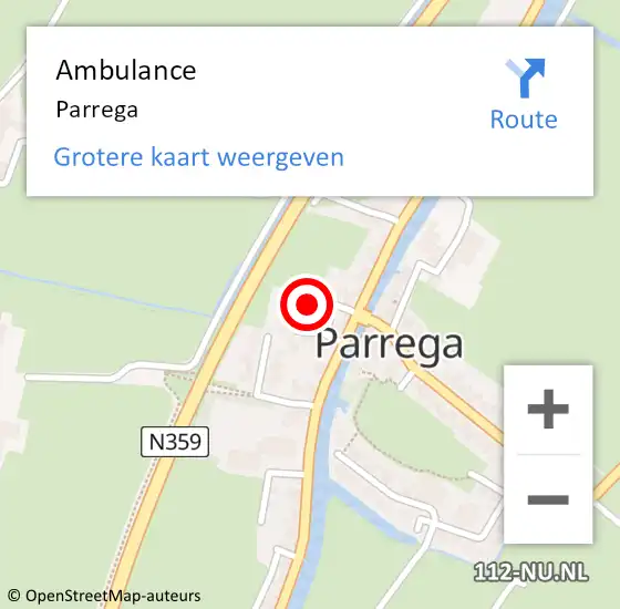 Locatie op kaart van de 112 melding: Ambulance Parrega op 4 juli 2017 17:43