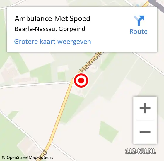 Locatie op kaart van de 112 melding: Ambulance Met Spoed Naar Baarle-Nassau, Gorpeind op 4 juli 2017 17:47