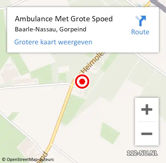 Locatie op kaart van de 112 melding: Ambulance Met Grote Spoed Naar Baarle-Nassau, Gorpeind op 4 juli 2017 17:49