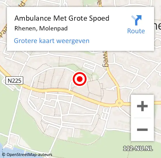 Locatie op kaart van de 112 melding: Ambulance Met Grote Spoed Naar Rhenen, Molenpad op 4 juli 2017 18:20