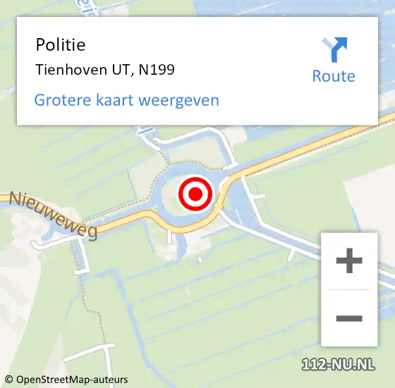 Locatie op kaart van de 112 melding: Politie Tienhoven UT, N228 op 4 juli 2017 18:24
