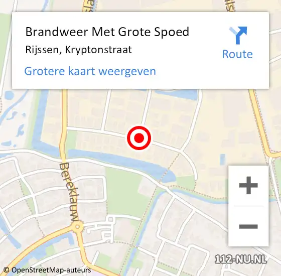 Locatie op kaart van de 112 melding: Brandweer Met Grote Spoed Naar Rijssen, Kryptonstraat op 4 juli 2017 19:02