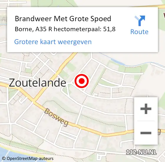 Locatie op kaart van de 112 melding: Brandweer Met Grote Spoed Naar Borne, A35 R hectometerpaal: 51,8 op 4 juli 2017 19:08