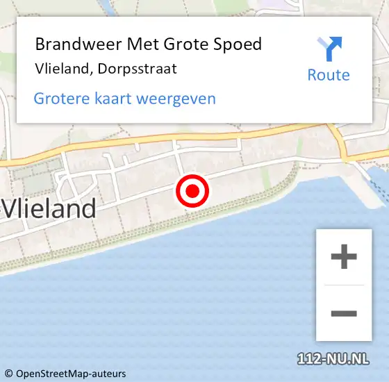 Locatie op kaart van de 112 melding: Brandweer Met Grote Spoed Naar Vlieland, Dorpsstraat op 4 juli 2017 19:32