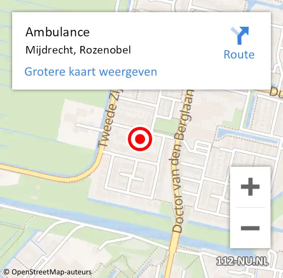 Locatie op kaart van de 112 melding: Ambulance Mijdrecht, Rozenobel op 4 juli 2017 19:34