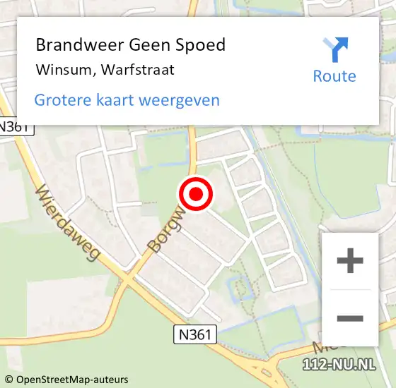 Locatie op kaart van de 112 melding: Brandweer Geen Spoed Naar Winsum, Warfstraat op 4 juli 2017 19:34