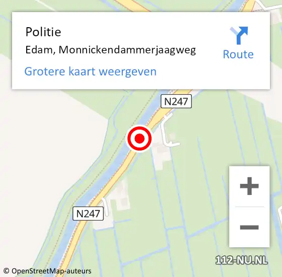 Locatie op kaart van de 112 melding: Politie Edam, Monnickendammerjaagweg op 4 juli 2017 19:48