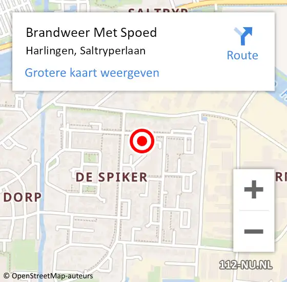 Locatie op kaart van de 112 melding: Brandweer Met Spoed Naar Harlingen, Saltryperlaan op 4 juli 2017 19:54