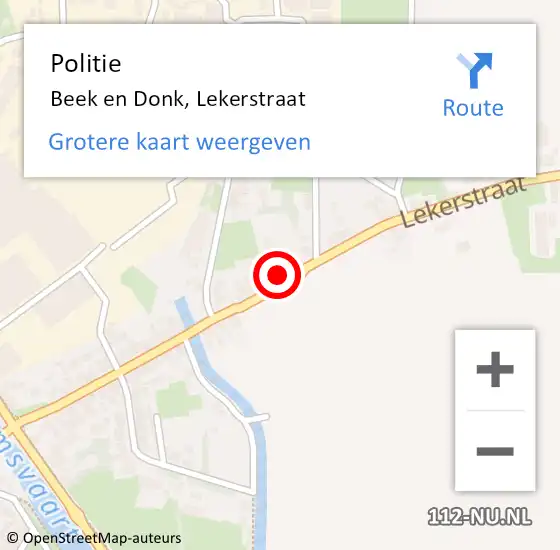 Locatie op kaart van de 112 melding: Politie Beek en Donk, Lekerstraat op 4 juli 2017 20:02