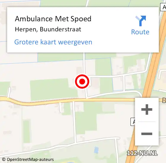 Locatie op kaart van de 112 melding: Ambulance Met Spoed Naar Herpen, Buunderstraat op 25 januari 2014 23:48