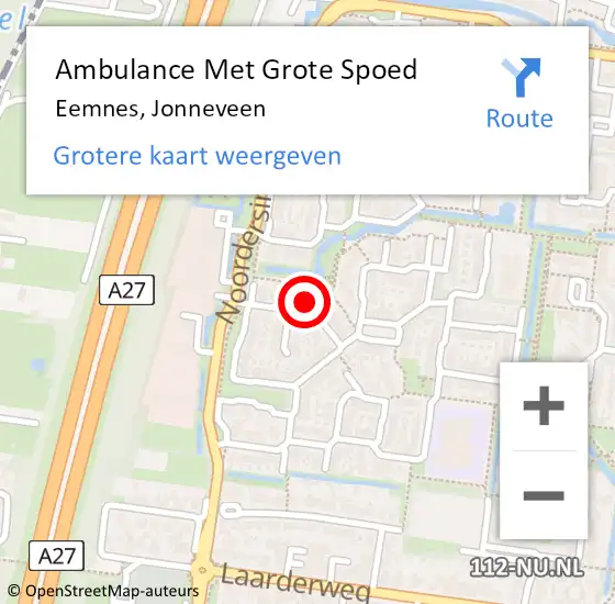 Locatie op kaart van de 112 melding: Ambulance Met Grote Spoed Naar Eemnes, Jonneveen op 4 juli 2017 20:40