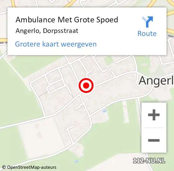 Locatie op kaart van de 112 melding: Ambulance Met Grote Spoed Naar Angerlo, Dorpsstraat op 4 juli 2017 20:48