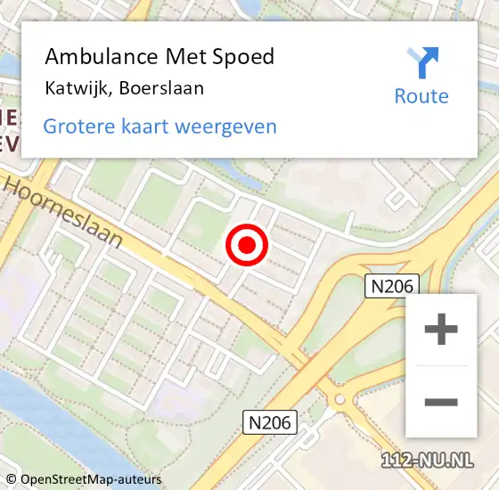 Locatie op kaart van de 112 melding: Ambulance Met Spoed Naar Katwijk, Boerslaan op 4 juli 2017 21:32