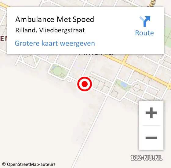 Locatie op kaart van de 112 melding: Ambulance Met Spoed Naar Rilland, Vliedbergstraat op 4 juli 2017 22:14