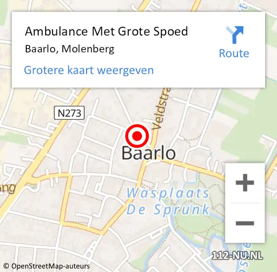 Locatie op kaart van de 112 melding: Ambulance Met Grote Spoed Naar Baarlo, Molenberg op 26 januari 2014 00:07