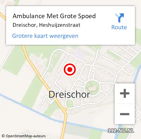 Locatie op kaart van de 112 melding: Ambulance Met Grote Spoed Naar Dreischor, Heshuijzenstraat op 4 juli 2017 22:28