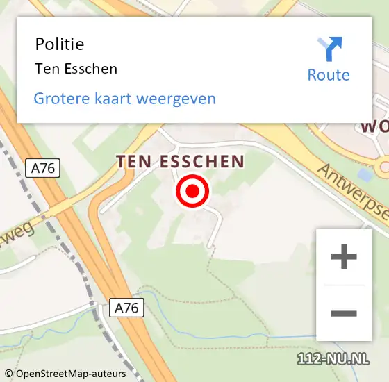 Locatie op kaart van de 112 melding: Politie Ten Esschen op 4 juli 2017 22:43
