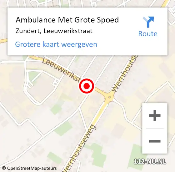 Locatie op kaart van de 112 melding: Ambulance Met Grote Spoed Naar Zundert, Leeuwerikstraat op 5 juli 2017 00:27