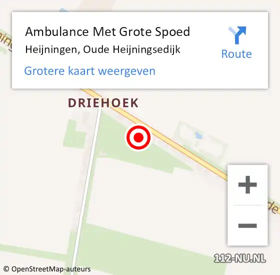 Locatie op kaart van de 112 melding: Ambulance Met Grote Spoed Naar Heijningen, Oude Heijningsedijk op 5 juli 2017 00:40