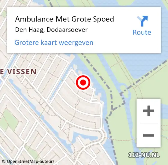 Locatie op kaart van de 112 melding: Ambulance Met Grote Spoed Naar Den Haag, Dodaarsoever op 5 juli 2017 01:07