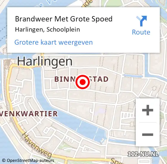 Locatie op kaart van de 112 melding: Brandweer Met Grote Spoed Naar Harlingen, Schoolplein op 5 juli 2017 01:38