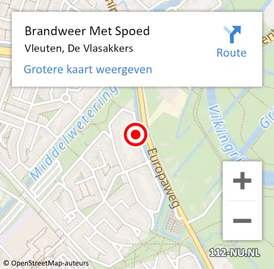 Locatie op kaart van de 112 melding: Brandweer Met Spoed Naar Vleuten, De Vlasakkers op 5 juli 2017 03:14