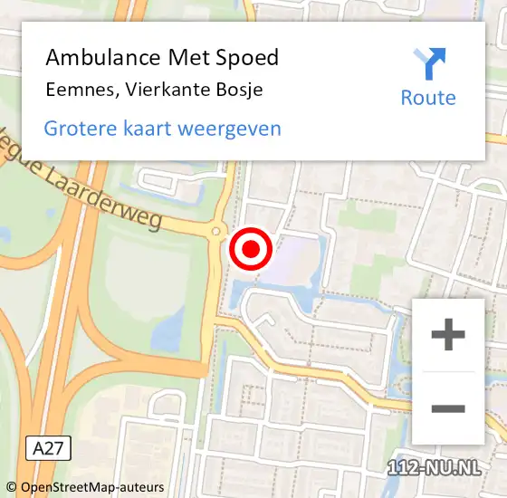 Locatie op kaart van de 112 melding: Ambulance Met Spoed Naar Eemnes, Vierkante Bosje op 5 juli 2017 05:50