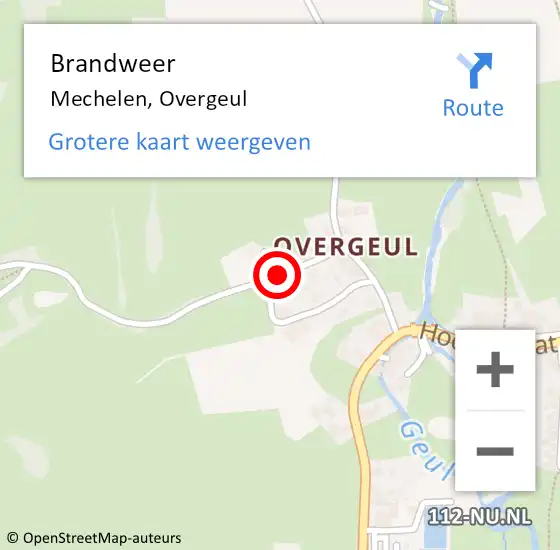 Locatie op kaart van de 112 melding: Brandweer Mechelen, Overgeul op 26 januari 2014 00:30