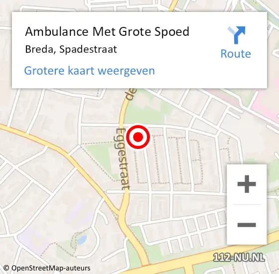 Locatie op kaart van de 112 melding: Ambulance Met Grote Spoed Naar Breda, Spadestraat op 5 juli 2017 06:19