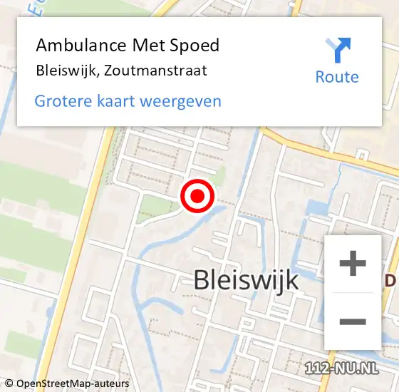 Locatie op kaart van de 112 melding: Ambulance Met Spoed Naar Bleiswijk, Zoutmanstraat op 5 juli 2017 06:47