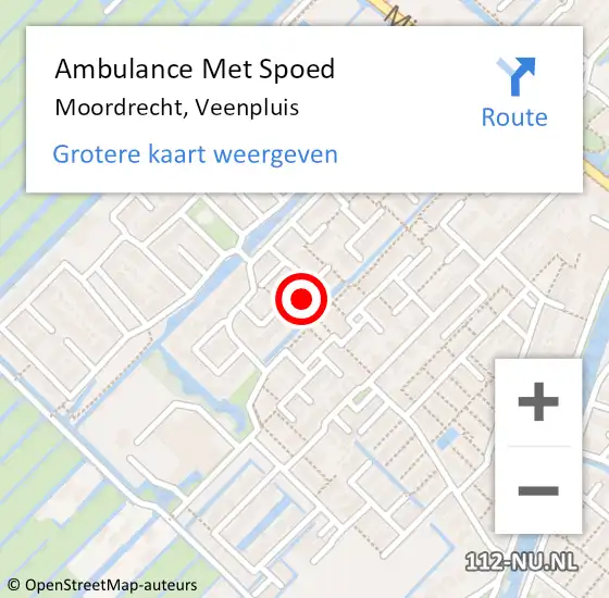 Locatie op kaart van de 112 melding: Ambulance Met Spoed Naar Moordrecht, Veenpluis op 5 juli 2017 06:58