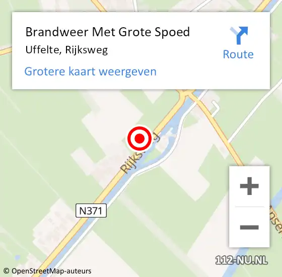 Locatie op kaart van de 112 melding: Brandweer Met Grote Spoed Naar Uffelte, Rijksweg op 5 juli 2017 07:19