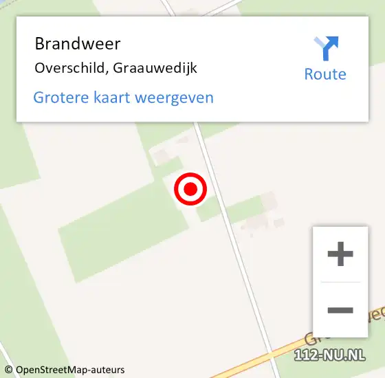 Locatie op kaart van de 112 melding: Brandweer Overschild, Graauwedijk op 5 juli 2017 07:35