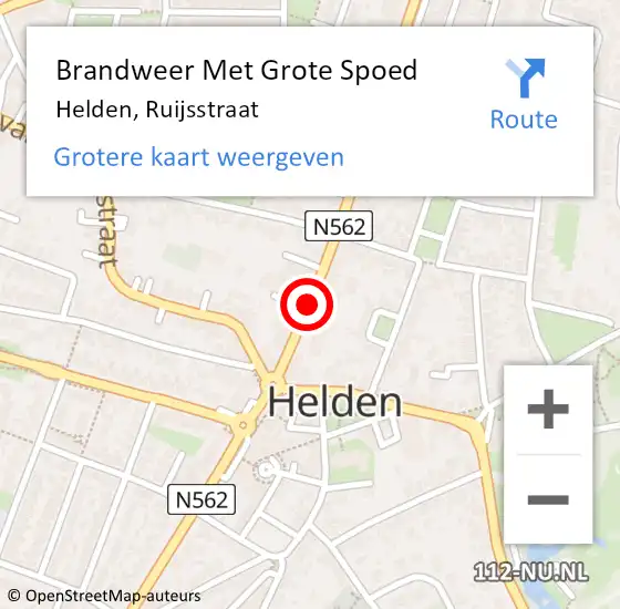 Locatie op kaart van de 112 melding: Brandweer Met Grote Spoed Naar Helden, Ruijsstraat op 5 juli 2017 07:45