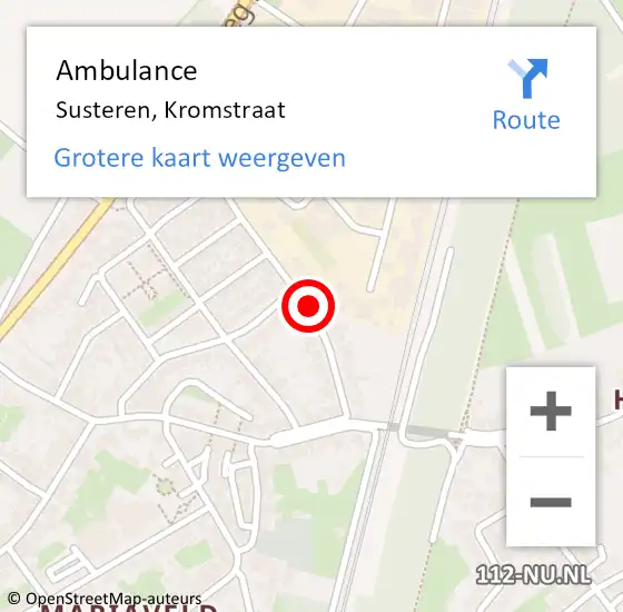 Locatie op kaart van de 112 melding: Ambulance Susteren, Kromstraat op 5 juli 2017 07:58