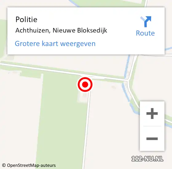 Locatie op kaart van de 112 melding: Politie Achthuizen, Nieuwe Bloksedijk op 26 januari 2014 00:45