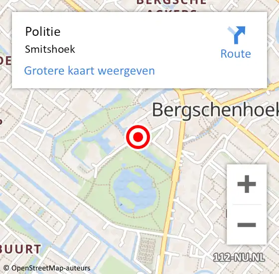 Locatie op kaart van de 112 melding: Politie Smitshoek op 5 juli 2017 08:21