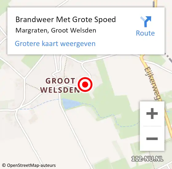 Locatie op kaart van de 112 melding: Brandweer Met Grote Spoed Naar Margraten, Groot Welsden op 5 juli 2017 08:33