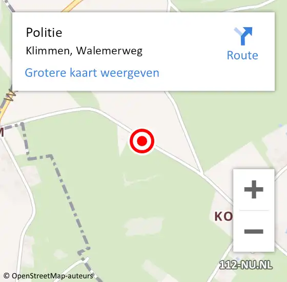 Locatie op kaart van de 112 melding: Politie Klimmen, Walemerweg op 5 juli 2017 09:11