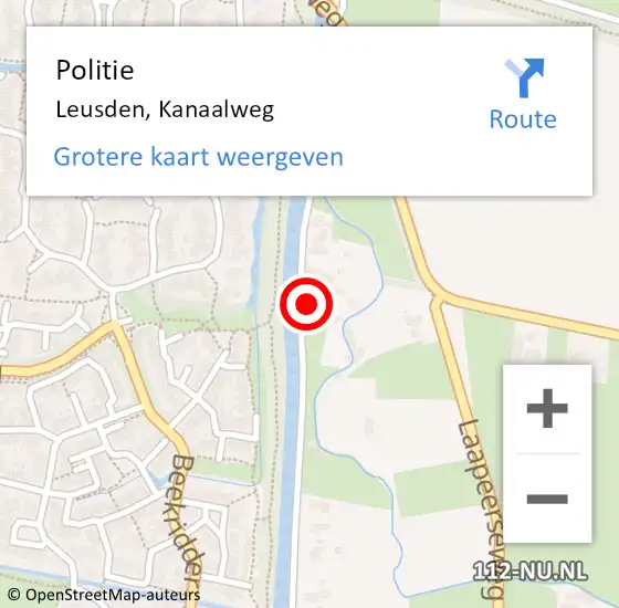 Locatie op kaart van de 112 melding: Politie Leusden, Kanaalweg op 5 juli 2017 10:09