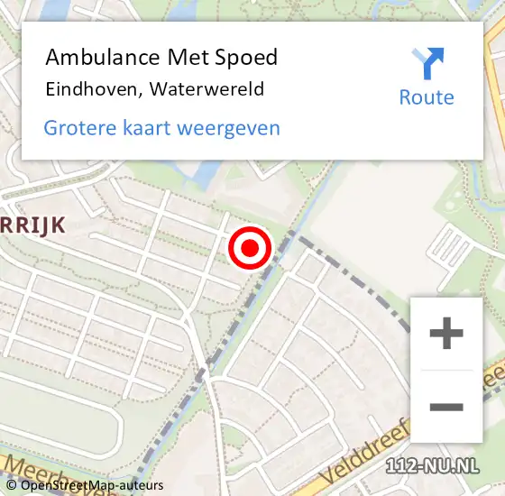 Locatie op kaart van de 112 melding: Ambulance Met Spoed Naar Eindhoven, Waterwereld op 5 juli 2017 10:14