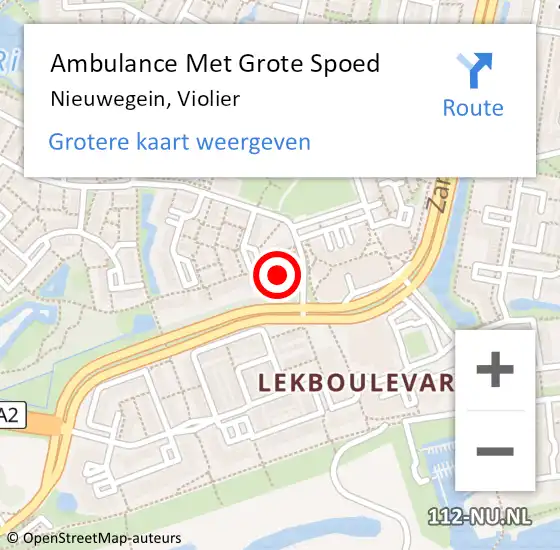 Locatie op kaart van de 112 melding: Ambulance Met Grote Spoed Naar Nieuwegein, Violier op 5 juli 2017 10:22