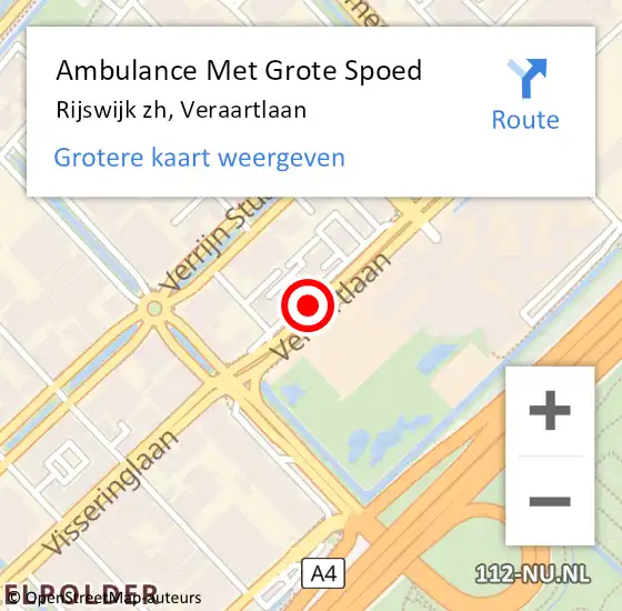 Locatie op kaart van de 112 melding: Ambulance Met Grote Spoed Naar Rijswijk zh, Veraartlaan op 5 juli 2017 10:36