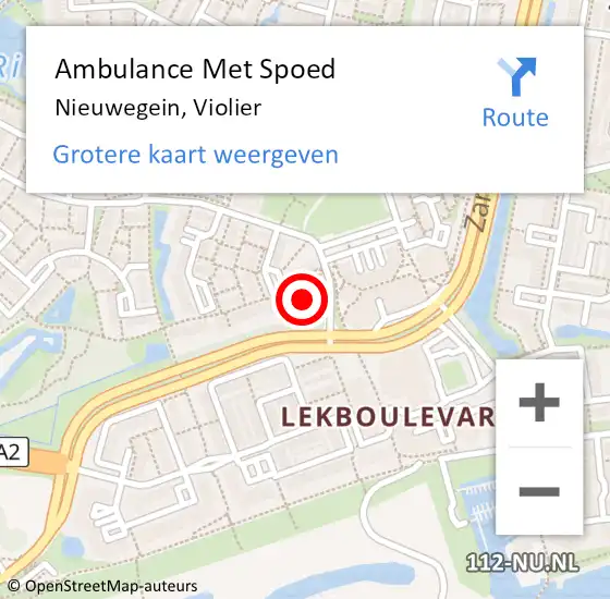 Locatie op kaart van de 112 melding: Ambulance Met Spoed Naar Nieuwegein, Violier op 5 juli 2017 10:36