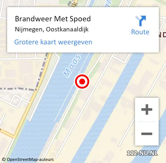 Locatie op kaart van de 112 melding: Brandweer Met Spoed Naar Nijmegen, Oostkanaaldijk op 5 juli 2017 10:37