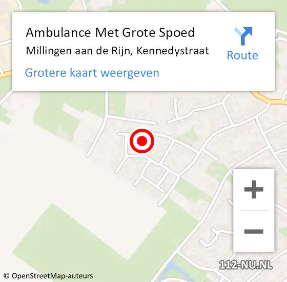 Locatie op kaart van de 112 melding: Ambulance Met Grote Spoed Naar Millingen aan de Rijn, Kennedystraat op 5 juli 2017 11:16